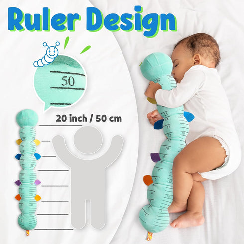 Baby Musical Caterpillar Toy - Stuffed Animal with Ruler Design and Ring Bell for Newborns 0-12 Months (Blue)