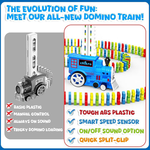 chikro 3-4 3-4 Domino Train Toys Games for Kids - Automated Dominoes-Placing Model Train for Toddlers Age Montessori