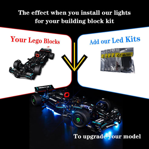 Kyglaring LED Light Kit for Lego Technic Mercedes-AMG F1 W14 - Compatible with Lego 42171, Home or Office Decor