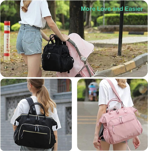 14 3 LORADI Large Diaper Bag Tote, Pockets Stylish Baby Bag with Stroller Clips and Insulated Pockets, Baby Shower