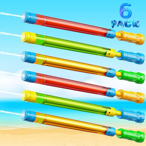 Water Gun - 16.5'' Super Soaker Blaster Squirt Gun for Kids, 6 PCS Water Game Toys for Summer Outdoor Fun