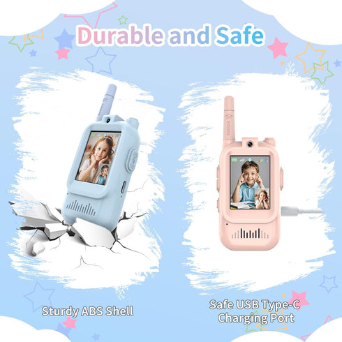 Walant 2 Pack 3-12, Walkie Talkies for Kids, Video Walkie Talkies with Screen Display, Rechargeable Toy Radios for Ages