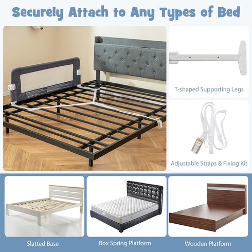 (47-Inch, BABY JOY Bed Rails for Toddlers, Extra Long, Swing Down Safety Bed Guard for Convertible Crib, Folding Baby