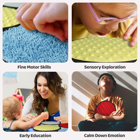 16 Set 3 Gift(8.3 Inch) Upgraded Sensory Mats, Mixed Colors Sensory Toys for Kids with Autism, Tactile Wall Panel