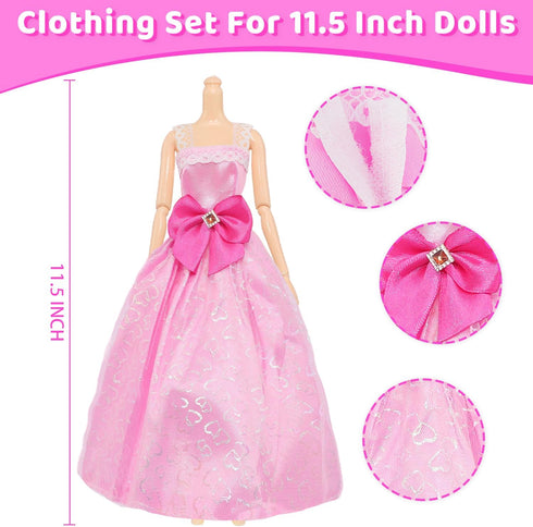 101 Set 11.5 Inch 5 12 2 2 2 10 Ecore Fun Pcs Doll Clothes and Accessories for Dolls - Wedding Gowns Fashion Dresses