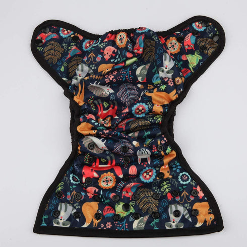 Baby Diaper Cover Nappy, One Size Fits 8lbs to 36lbs (Fox Rabbit Owl Design)