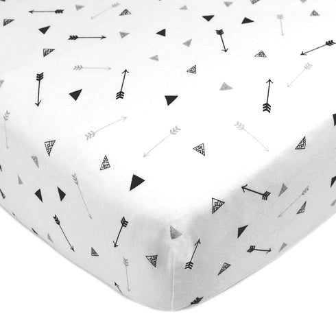 American Baby Company 100% Natural Cotton Fitted Crib Sheet 52" x 28" - Soft, Hypoallergenic, Silver Black Arrow