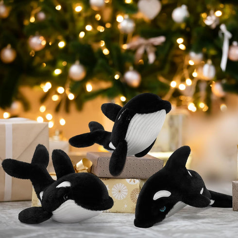 6 10 Tezituor Pcs Orca Stuffed Animals, Soft Orca Whale Plush Toy Glow in The Dark, Stuffed Killer Whale Birthday Party