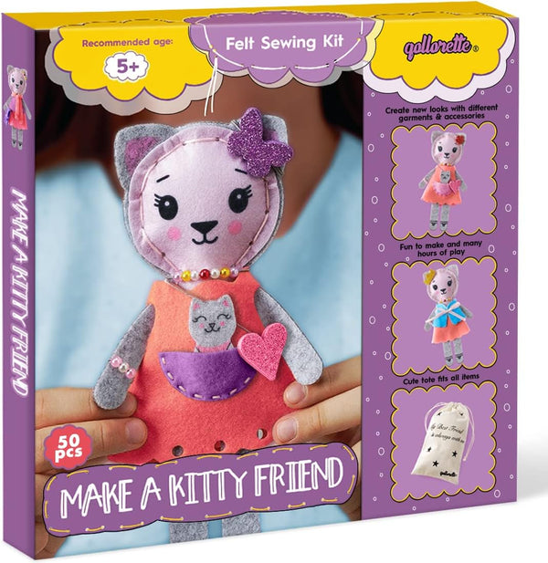 qollorette Felt Sewing Kit for Children, Make Your Own Kitty Toy, Kids'