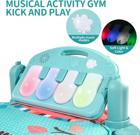 1 36 TEMI Baby Gym Toys & Activity Play Mat, Kick and Play Piano Gym Center with Music and Lights, Electronic Learning