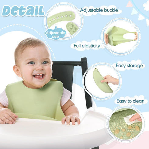 Adjustable Waterproof Silicone Bibs for Babies - Soft and Comfortable Feeding Supplies