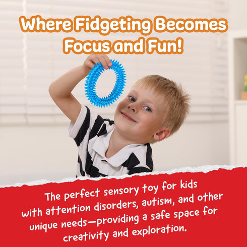 Impresa Monkey Noodle 3-Pack Spiky Sensory Rings, Fidget Bracelets & Tactile Fidget Toys for Kids & Adults