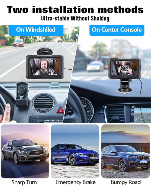 1080P 4.3" 150 360 Zacro Baby Car Camera, Baby Camera for Car, with HD Night Vision, Wide View Angle Baby, Rotatable