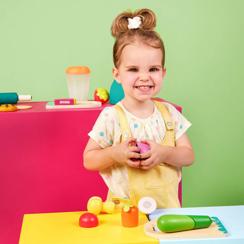 Set 6 2+ B. toys Chop 'n' Play Vegetables Pretend Play Food Wooden Toy Vegetables to Cut Hook and Loop Play Food