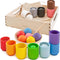 Ulanik Montessori Balls in Cups - Toddler Toys for 1 Year Old, Kids Preschool Wooden Matching Games