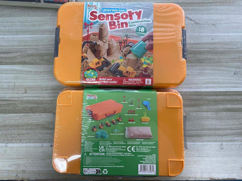 3+ JOVA Klever Kits Construction Sensory Bin for Toddlers with Glow in The Dark Stones, Sandbox with Lid Castle