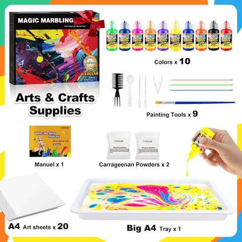 3+Years 8-13 5-7 3-6, Water Marbling Paint Kit,Easter Basket Stuffers,Arts and Crafts for Kids,Birthday Gifts for Girls