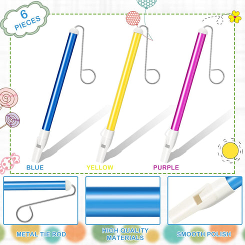 Civaner 6 Pcs Slide Whistle for Kids & Adults, Musical Instrument Toy, Educational Games, Birthday Gifts, Blue Yellow