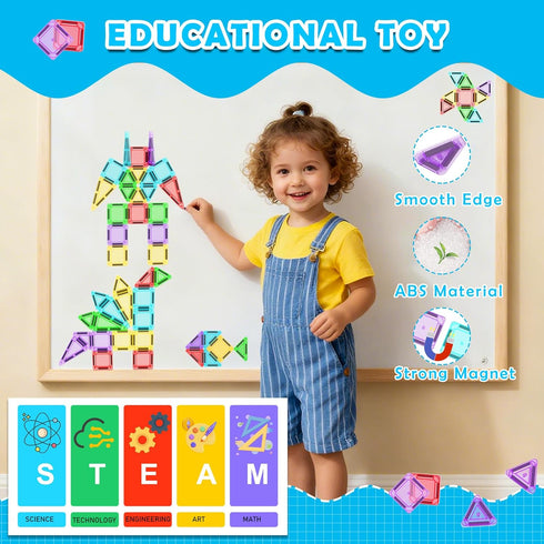 Set 30pcs, 3-5 4-8 Mini Magnetic Tiles Travel with Case Mini Travel Magnet Tiles, Portable Travel Size Magnetic Tiles
