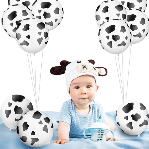 Charniol 20 Pieces Cow Balloons - Funny Print Latex Balloons for Children's Birthday Farm Party Decoration