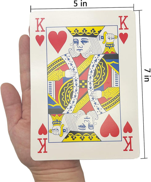 QkonkgnS 5X7 Inch (4 Large Jumbo Playing Cards, Giant Deck of Cards Games for Families Casino Party Decorations