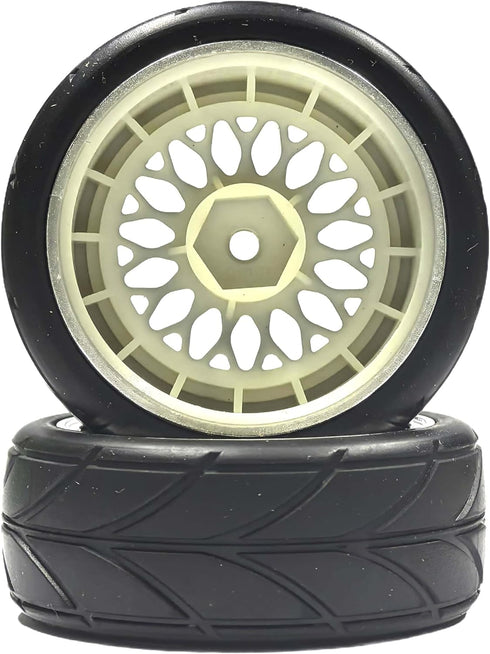 4PCS/Set 64mm Rubber Tires & Plating Plastic Wheels Rims for 1/10 RC On-Road Touring Car Racing (Gold, Offset 9mm)