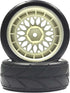 4PCS/Set 64mm Rubber Tires & Plating Plastic Wheels Rims for 1/10 RC On-Road Touring Car Racing (Gold, Offset 9mm)
