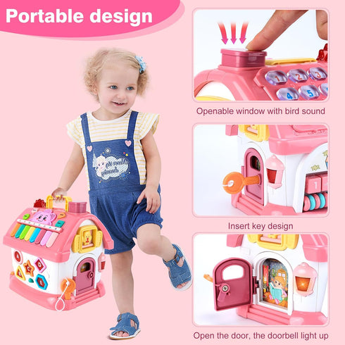 DELUTIQUE 1 1 8 1 6-12 18 Toddler Girl Toys for Year Old, Montessori Toys for Year Old Girl Birthday Gift, In Pink Baby