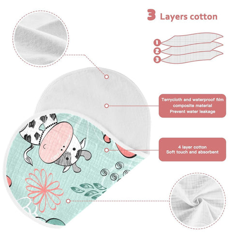 Set 1, 11 x22 Inch Kigai Cow Muslin Baby Burp Cloths, Large Absorbent Cotton Muslin Burp Cloths of Washcloths, Face