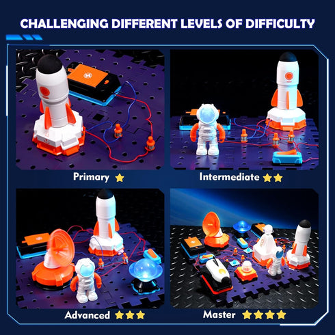 31PCS 100+ 6+ VATOS Space Science Circuit Kits for Kids - Electronics Exploration STEM Kit with Projects, Rocket