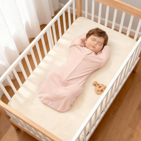 2 Pack Zipper,0.5 MEXXI Swaddle Baby Sleep Sack With Arms Up, Baby Transitional Swaddle with Double TOG