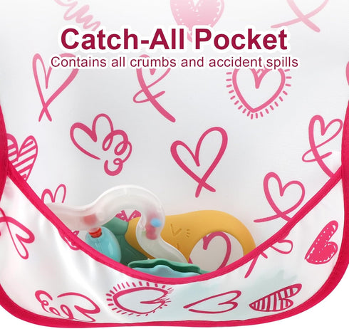Accmor Baby Bibs for Eating, Waterproof Mess Proof Baby Toddler Bibs, Apron Smock Feeding Bibs for Girls Boys
