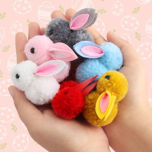 24 Pack LEASEN Easter Egg Fillers with Plush Bunny Toys Inside, Easter Eggs Filled with Plush Toys Inside, Mini Bunny