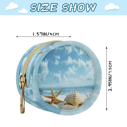 YETTASBIN Starfish Beach Portable Pacifier Holder Case with Metal Hook Buckle & Zipper for Diaper Bag and Stroller