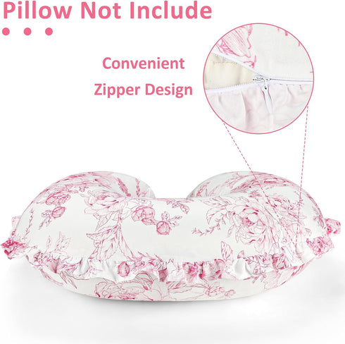 DILIMI Nursing Pillow Cover, Removable Ruffled Pillowcase for Breastfeeding Pillows, Ultra Soft Comfortable Slipcover