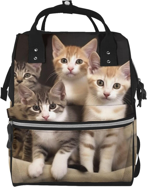 DWVTSLH Kittens Family Cats Diaper Bag Backpack Multifunction Nappy Bags Waterproof Mummy Backpack