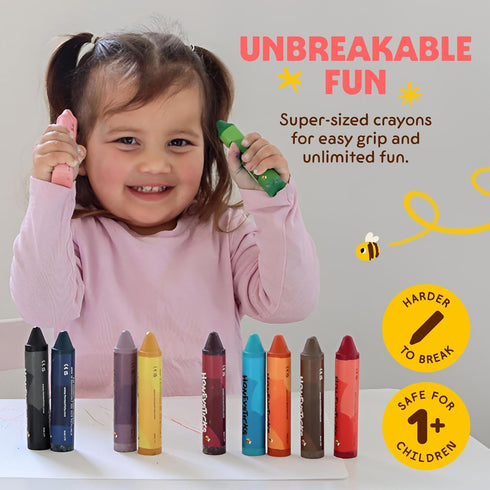 (12 Pack) 100% 1-3, Honeysticks Super Jumbo Crayons - Pure Beeswax, Non Toxic Crayons for Toddlers Extra Large Crayon