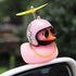 wonuu Pink Duck Car Dashboard Decorations Rubber Duck Car Ornaments with Propeller Helmet Sunglasses Gold Chain