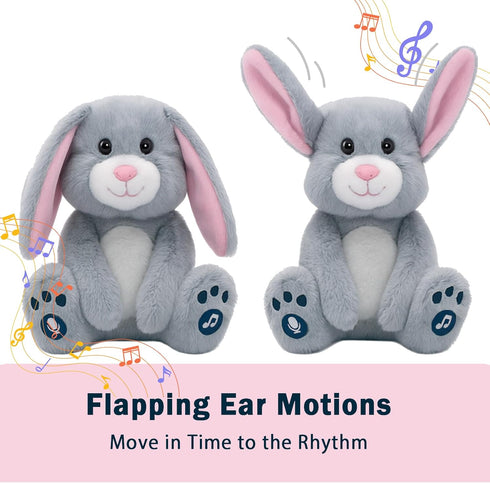 10 YH YUHUNG Easter Bunny Interactive Talking Plush Toy, Voice Repeat & Record, Songs with Flapping Ears, Volume