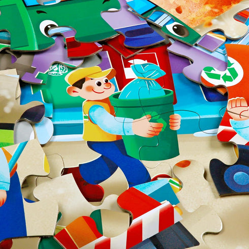 Puzzles,48 3-5,Children 4-8 Jumbo Floor Puzzle for Kids,Recycling Garbage Truck Jigsaw Large Piece Trash Truck Vehicle