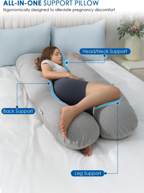 55in QUEEN ROSE Pregnancy Pillows, Cooling Maternity Pillow for Sleeping, U Shaped Body Pillow for Pregnant Support
