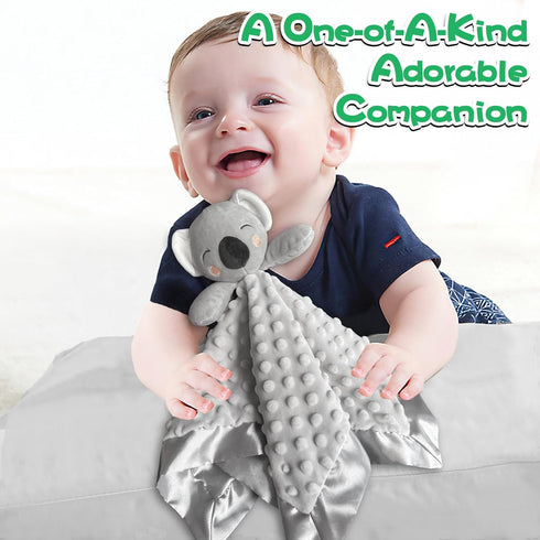 Koala Security Blanket, 16" Soft Lovey Unisex Lovie Baby Gifts for Newborn Boys and Girls Snuggle Toy Stuffed Animal Grey by MOVEPAI