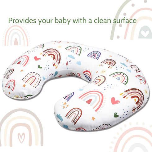 Rainbow Nursing Pillow Cover, Breastfeeding Pillow Slipcover for Baby Girls/Boys, Soft Snug Fits On Newborn Feeding