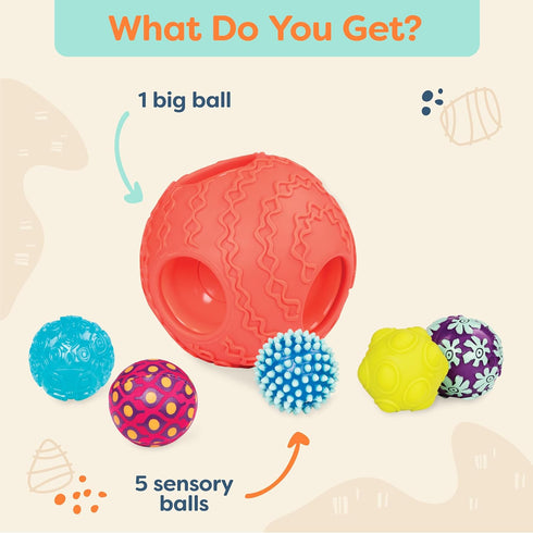 B. toys- B. baby- Baby Ballss– 1 Big Textured Ball with 5 Small Sensory Balls, Developmental Toys for Babies