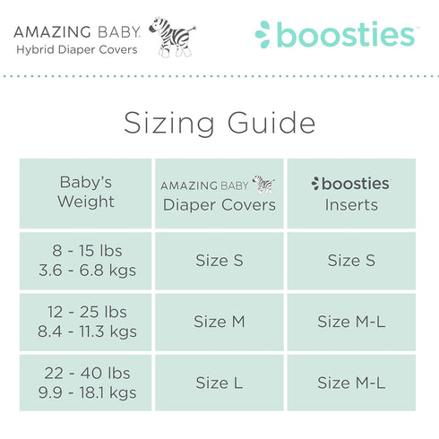 1 (5-10 lbs), Set Amazing Baby Hybrid Cloth Diaper Cover with Pocket-Sling, Newborn, Sz Use with Boosties Inserts, Gray