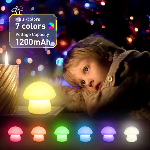 MUID Dimmable Mushroom Lamp, Rechargeable Night Light, Multi-Color LED Mushroom Nightlight, Nightlamp
