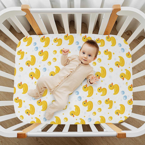 J JOYSAY Boy,39 27 Rubber Duck Bubble White Fitted Crib Sheet for Boys Girls Baby Sheets for x
