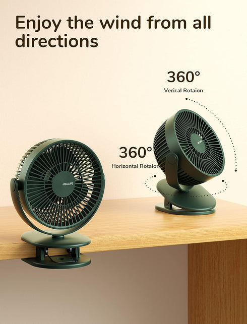 4000mAh 4 14 JISULIFE Clip on Baby Stroller Fan, Battery Operated, Portable Personal Small, Quiet & Narrow Slot Design