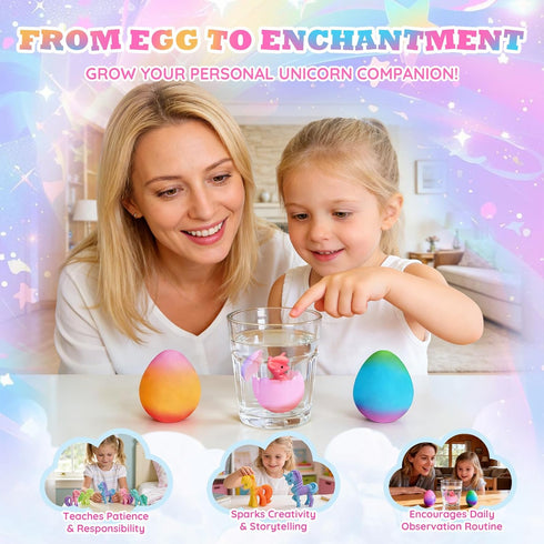 VICHTOP 6 Pack 3 4 5 6 7 8 Unicorn Hatching Surprise Eggs for Kids - Easter Basket Stuffers, Easter Egg Toddler