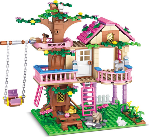 HSANHE Tree House Building Set Compatible with Friends, 504 PCS Forest House